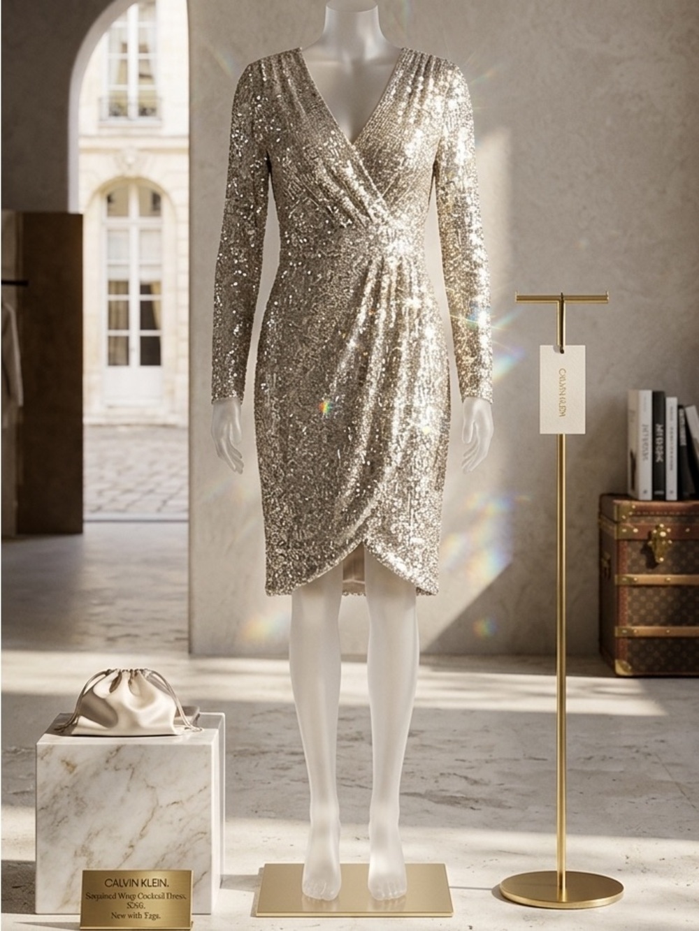 NWT Rose Gold Calvin Klein sequin dress